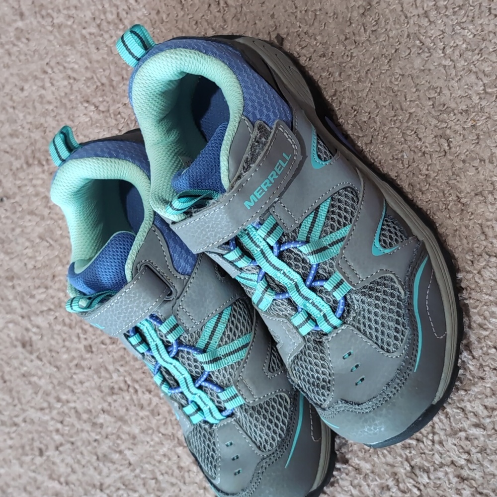 Merrell Trail Chaser Kid's Easy On/Off Outdoor Sneaker SZ 3.5 Gray/Purple/Seafoa - Picture 10 of 10